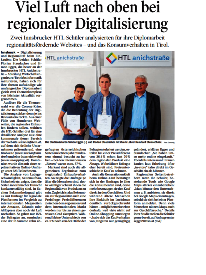 Digitalisierung und Regionalität – HTL Anichstraße Digitalisierung und Regionalität – HTL Anichstraße